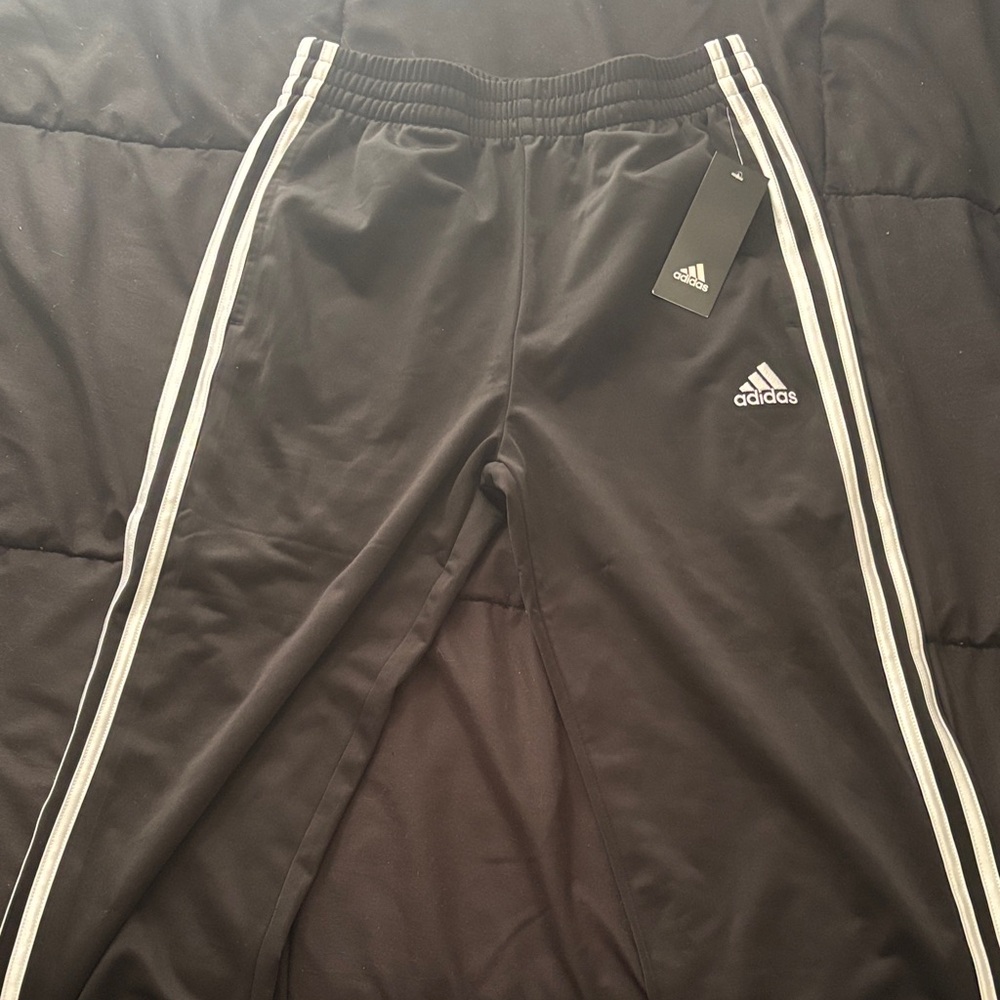Adidas Kids Black Joggers with White Stripes